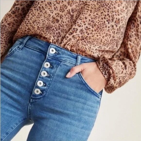 Women's 28 Pilcro Letterpress High-Rise Skinny Bootcut Jeans Anthropologie - Picture 2 of 11